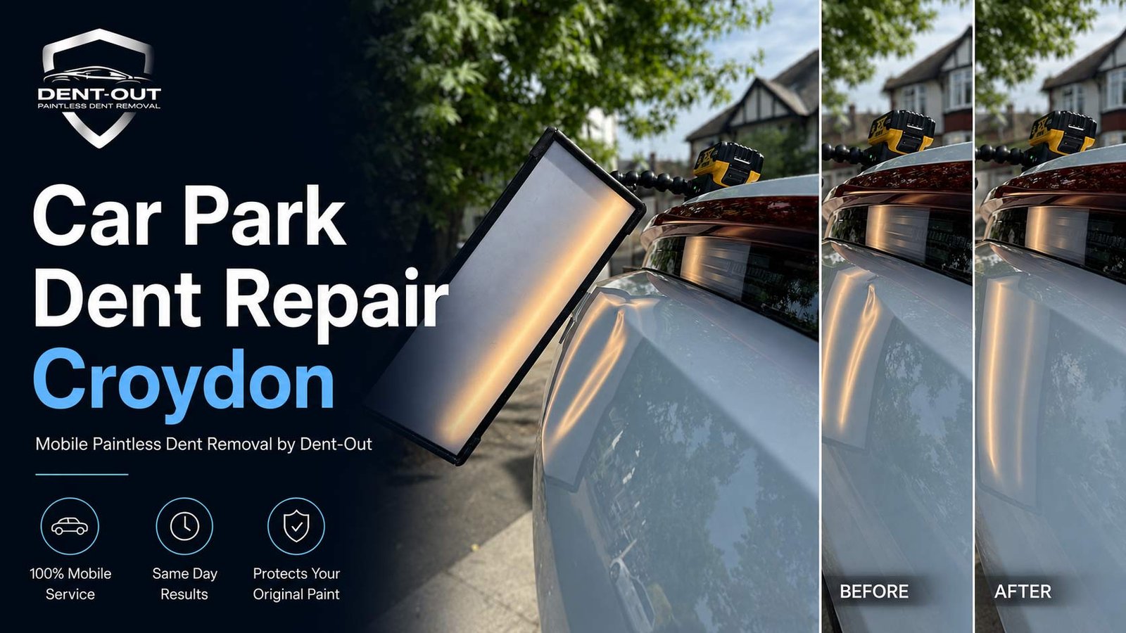 Dent Removal Croydon London Before and After Pulling the Dent Out