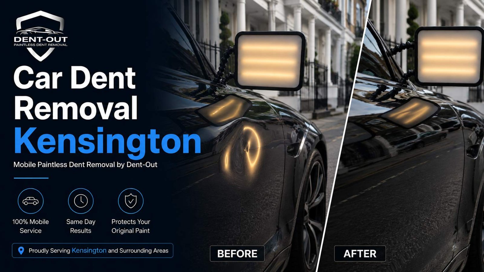 Dent Removal Kensington London Before and After A Customers car is fixed