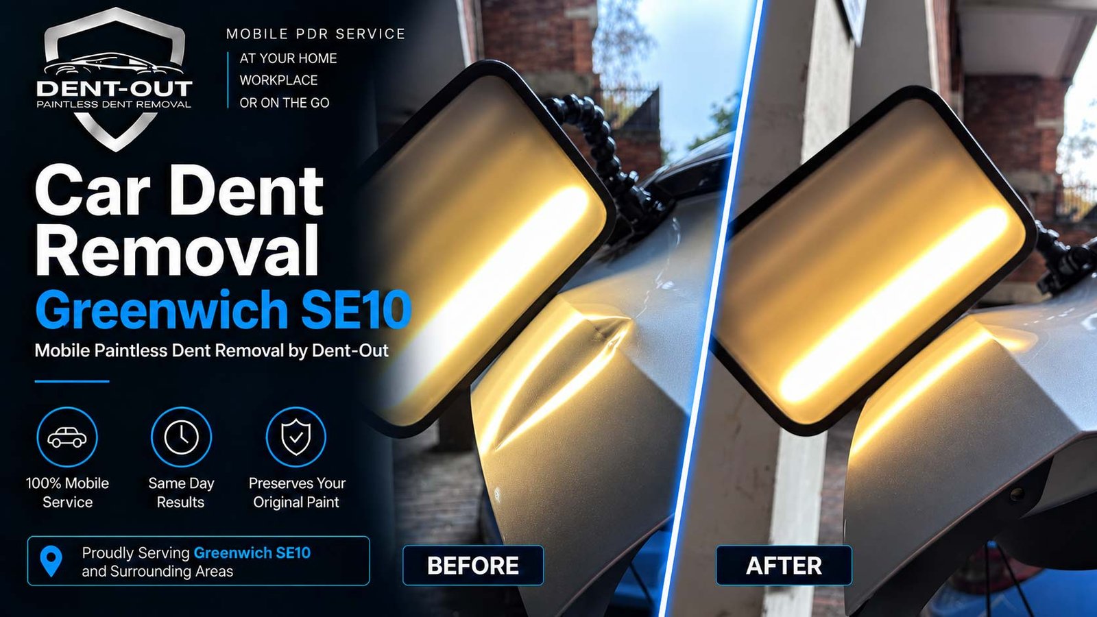 Dent Removal Greenwich London Before and After Boot Dent Repair